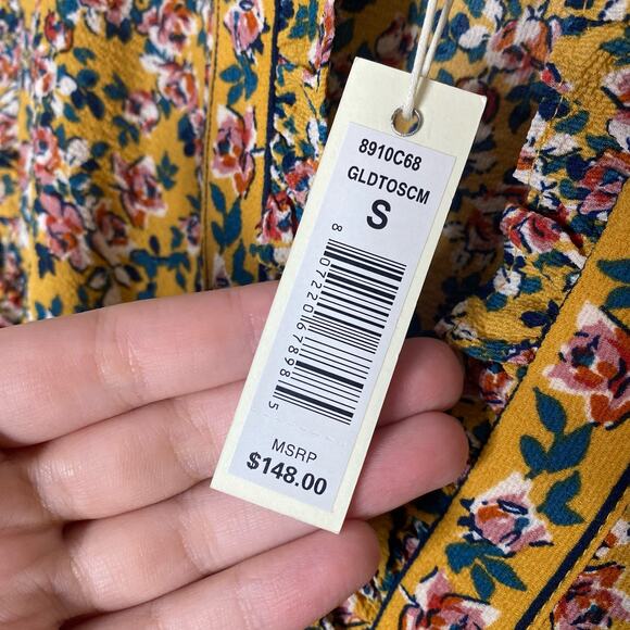 Max Studio Floral Smocked Waist Tiered Maxi Dress Ruffle Neck Multicolor Small - Picture 5 of 12